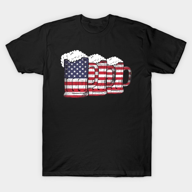 Beer American Flag T shirt 4th of July T-Shirt by Biden's Shop